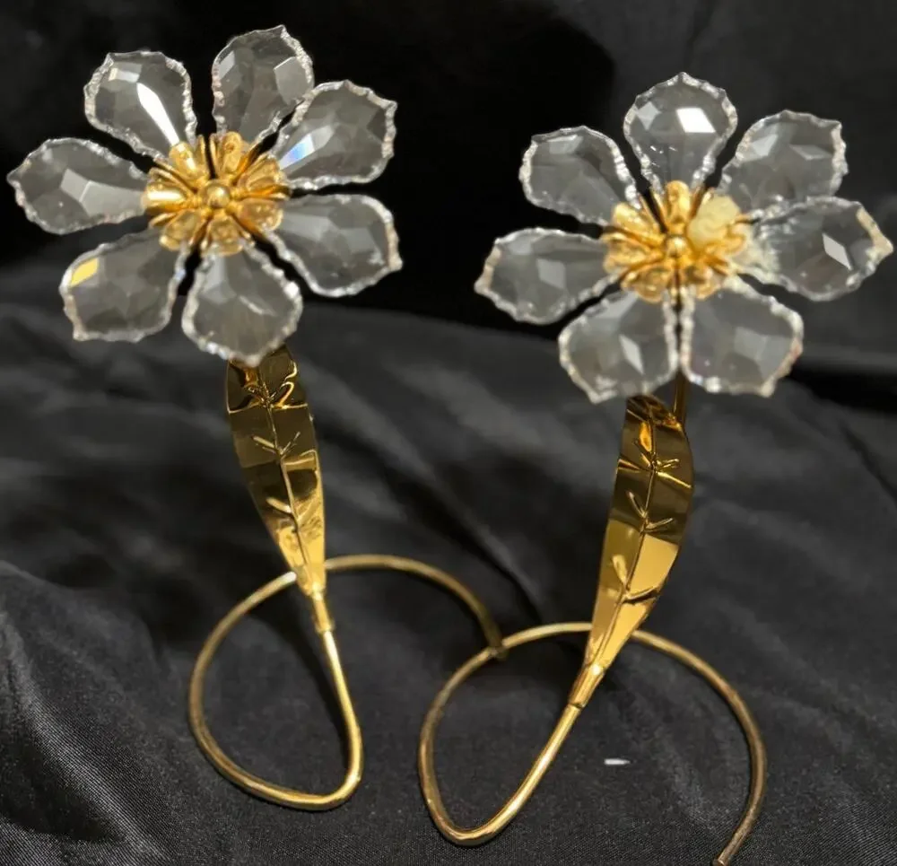 Asfour Egyptian Diamond Crystal Flower 24K Gold-Plated - Set of 2 - 7